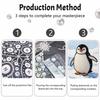 DIY Framed Pearl Painting Kit Penguin Pattern 3D Sparkling Bead Art Canvas Elegant Home Wall Decor Gift for Women and Craft Lovers