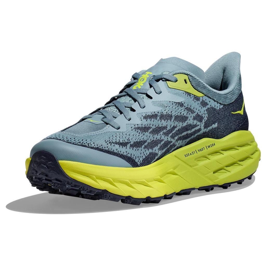 HOKA Speedgoat 5 2E Wide Stone Blue Men Joggesko Lime-Green 1123159-SBDCT