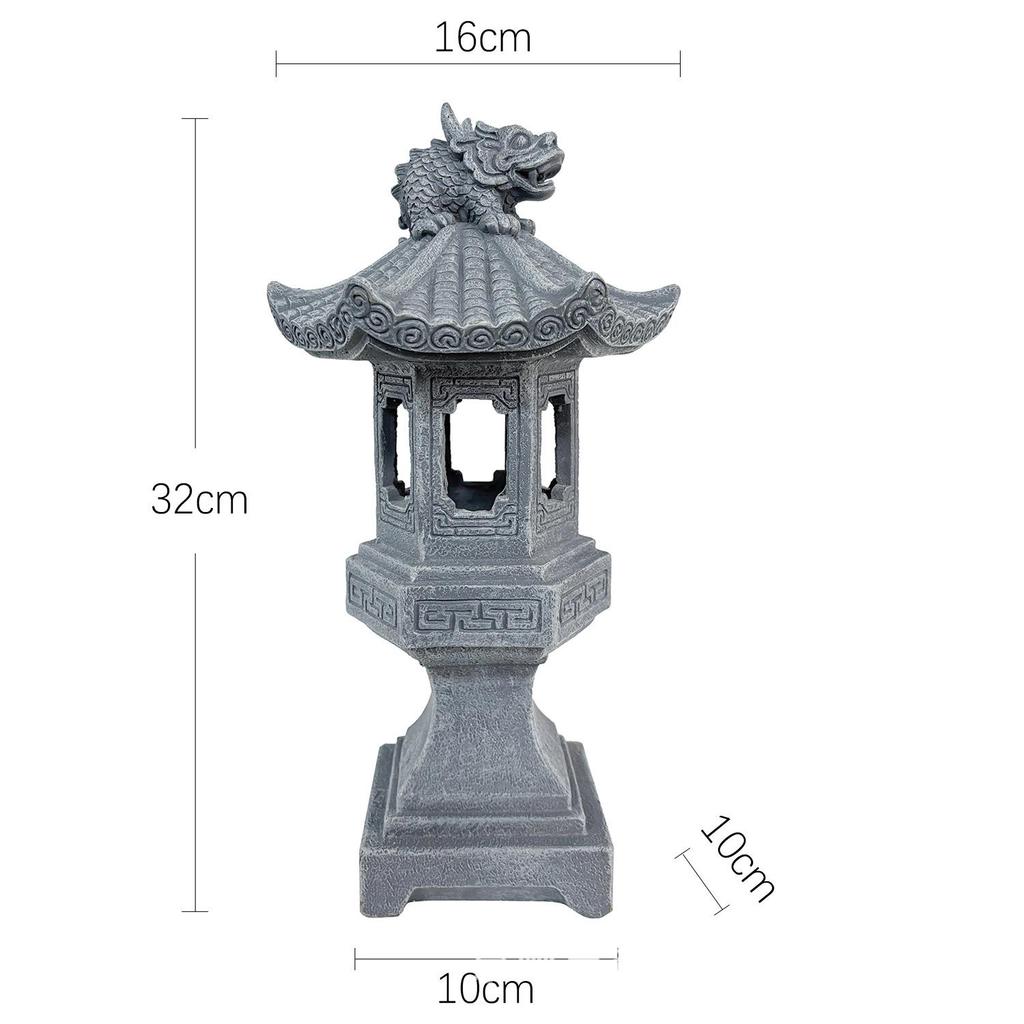 Zen Solar Stone Pagoda Lantern - Outdoor Resin Ornament for Garden and Courtyard Decor