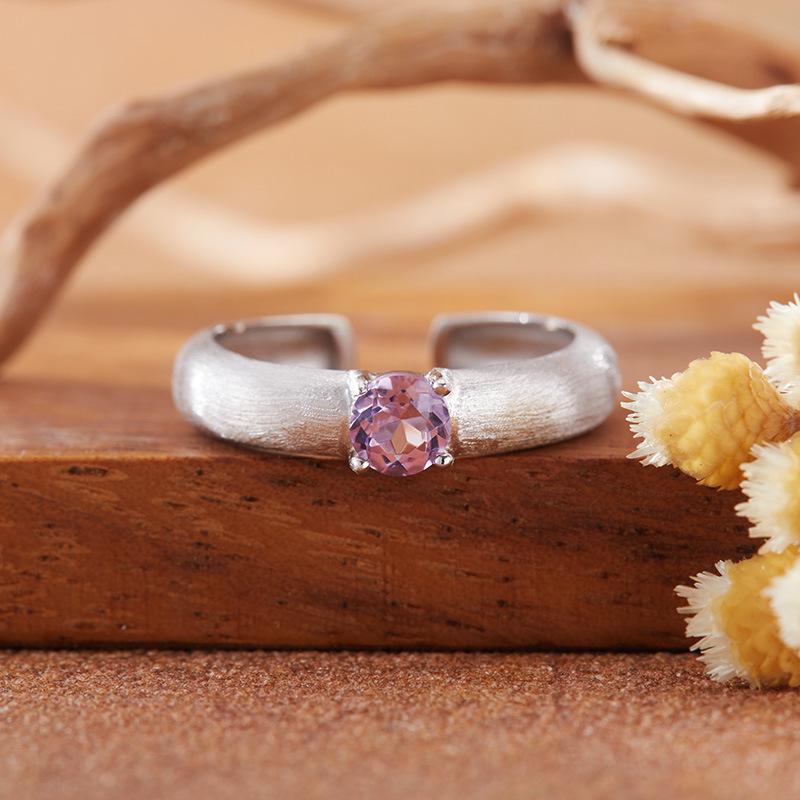 Natural Color Treasure Amethyst Citrine Ring Women'S S925 Sterling Silver Garnet Topa Peridot Index Finger Ring