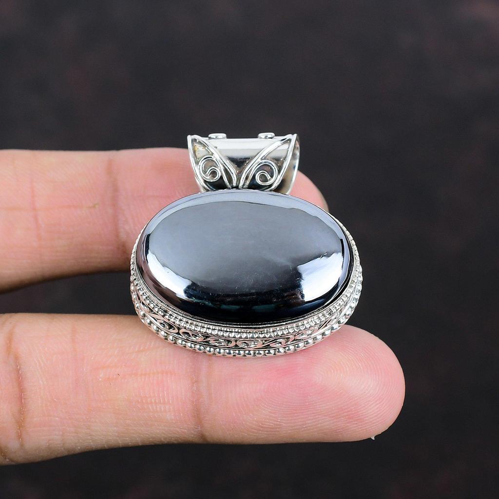 Shungite Pendant Genuine Gemstone Pendant 925 Sterling Silver Pendant Handmade Jewelry Dainty Vintage Pendant Gifts For Mom Amazing Jewelry
