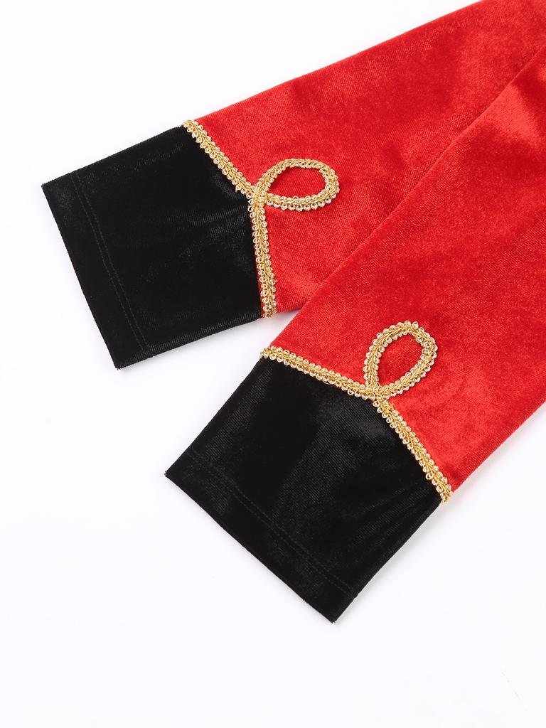 Womens Halloween Circus Costume Velvet Tailcoat Fringe Shoulder Boards Renaissance Gothic Jacket Cosplay Outfit