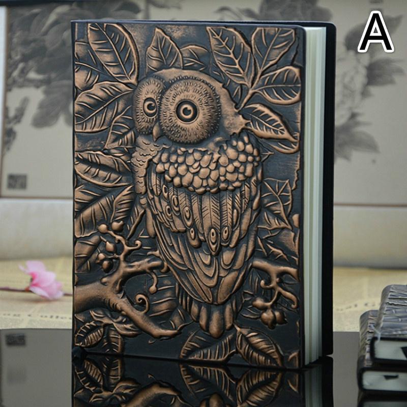 3D Vintage Embossed Leather Owl Printing  Travel Diary A5-Notebook Gifts Notepad 1pcs Note Book