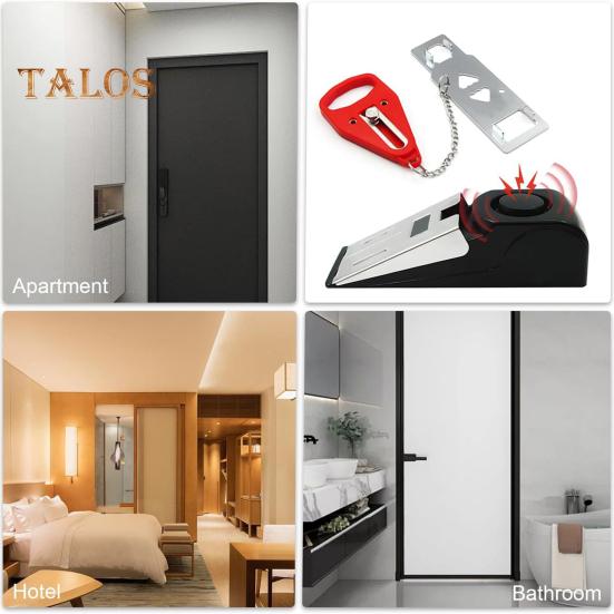 Portable Door Stop Alarm Traveling Hotel Door Lock 120dB Loud Sound Battery Powered Easy Installation Door Stopper Alarm