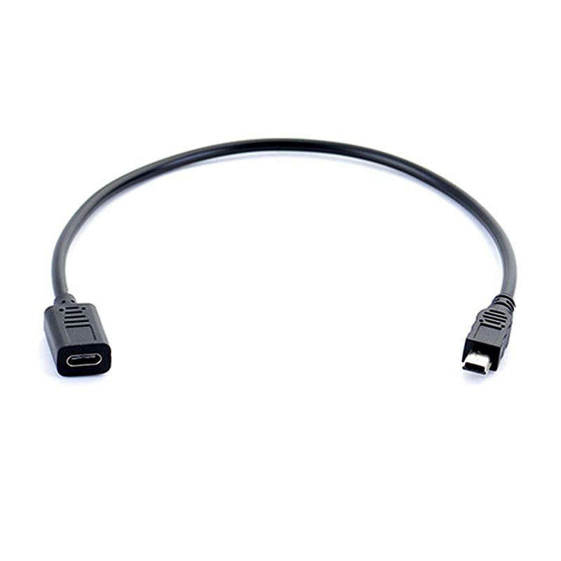 Mini-USB-Stecker auf Typ-C-Buchse Lade-Daten-Adapterkabel