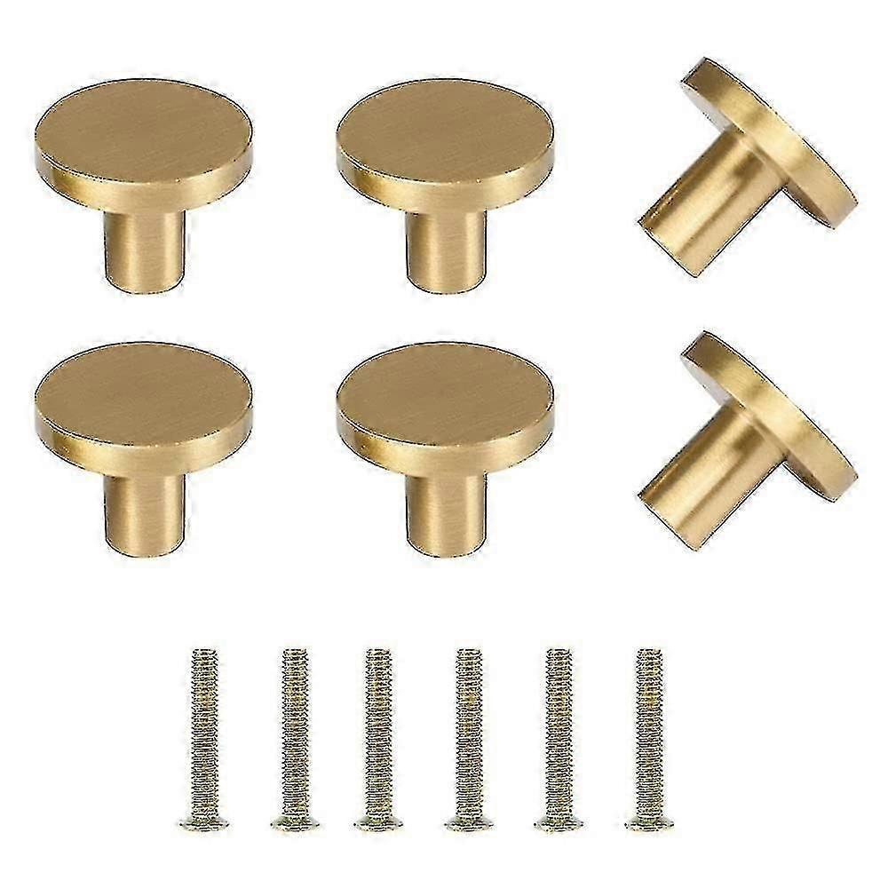 6 Pieces Gold Cabinet Knob Handle Round Gold Cabinet Door Handle Brushed Brass Cabinet Knobs Brass A,zxl