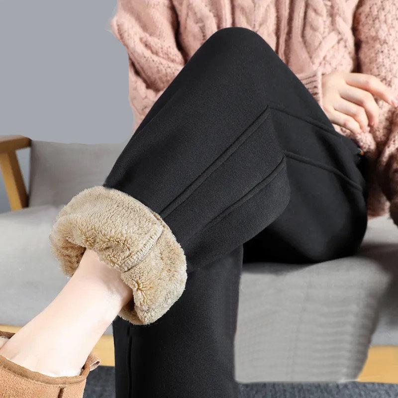 

Women s Extra-Thick Fleece-Lined Sweatpants with Cuffed Ankles - 2024 Winter Lamb s Wool Cotton Pants for Outdoor Wear XXL 150-160 lbs
