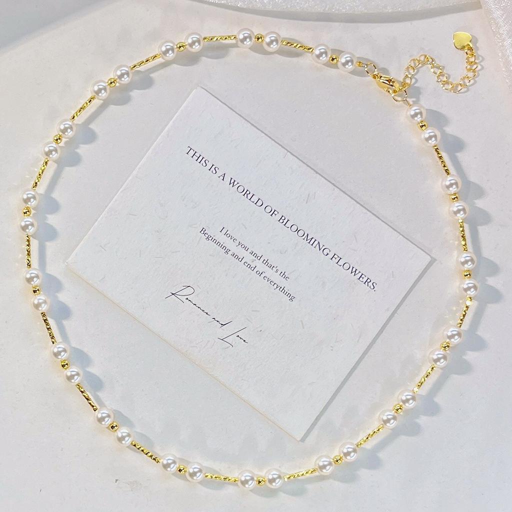 High Gloss High Quality Artificial Crystal Pearl Necklace Clavicle Chain