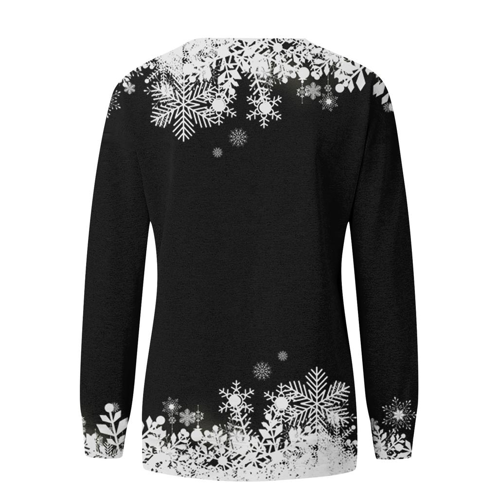 Women's Casual Fashion Print Long Sleeve O-Neck Pullover Top Blouse