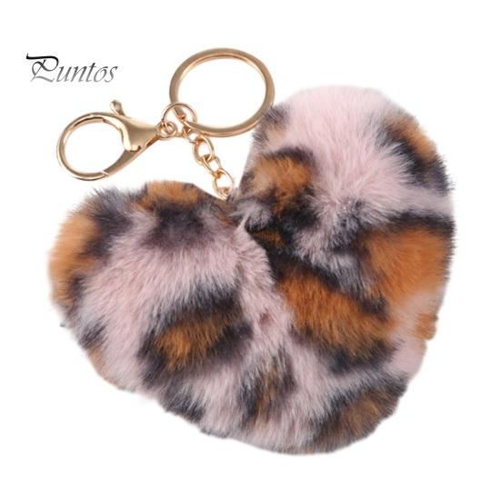 

Плюшевый брелок с сердцем любви, мягкий, пушистый, легкий, для девочек, автомобильный брелок для ключей, сумка, украшение для рюкзака, кулон, подарок на день рождения розовый/леопардовый