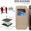 Per serie iPhone 11 12 13 14 15 16. Custodia in pelle business magnetica Gold Shield - Compatibile con MagSafe, con scomparti per carte con blocco RFID e protezione per l'obiettivo