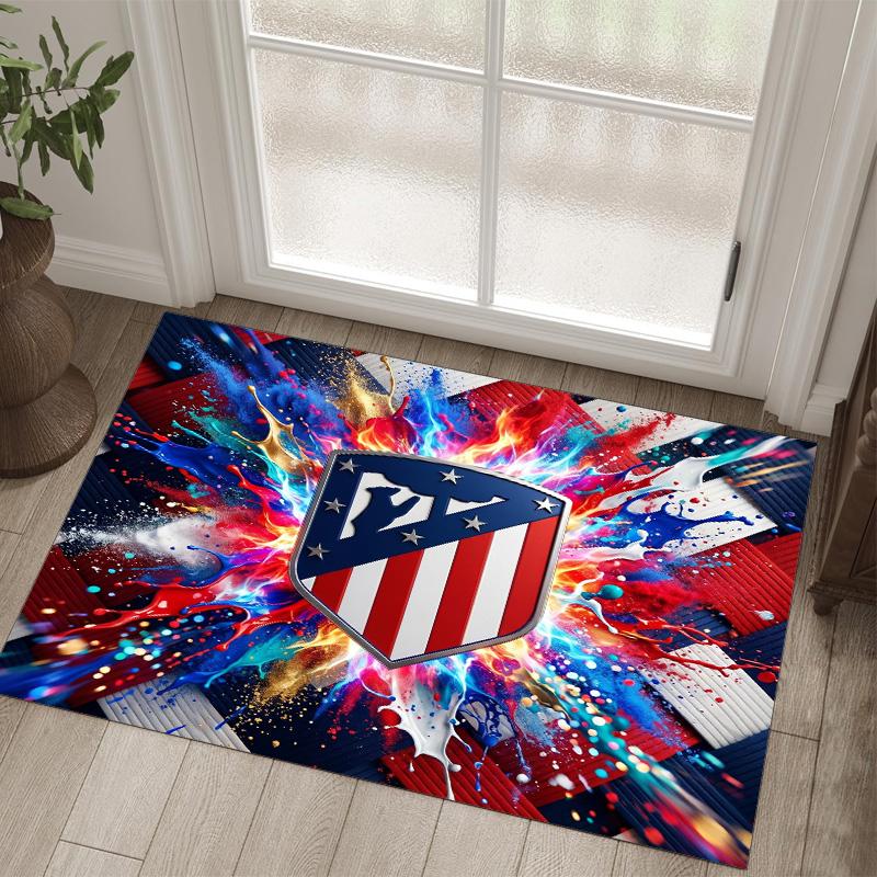 Atletico Madrid Design Crystal Velvet Carpet Cozy Non?Slip Printed Rug For Bedroom Living Room Entrance