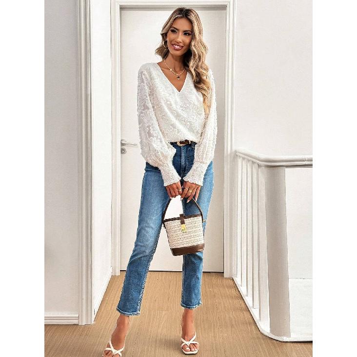 Frühling und Herbst Neue Damen Vielseitige Langarm Tägliche Business Pendler Elegante Komfort Sexy Bottom Shirt Top