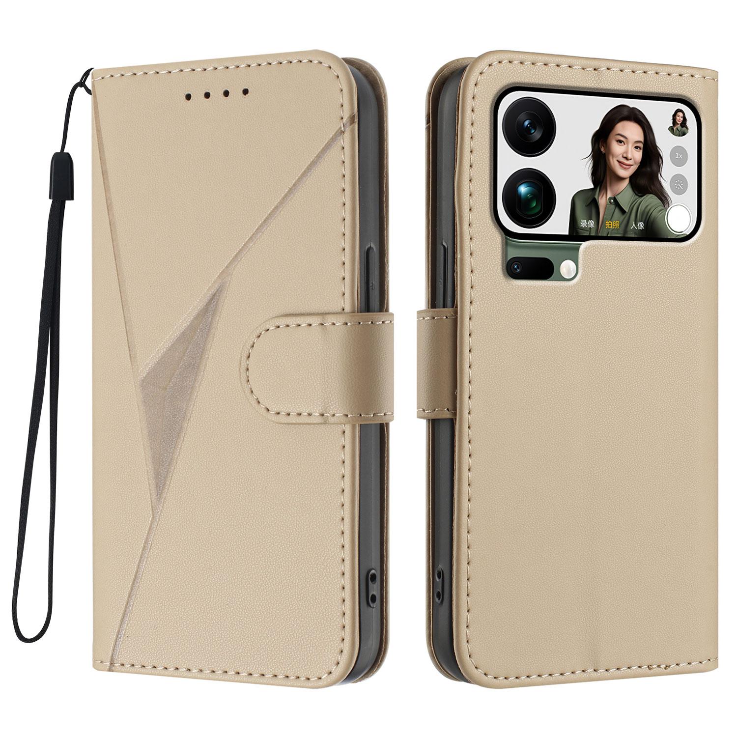

For Xiaomi 17 Pro Max Case Triangle Imprint Leather Phone Cover with Lanyard