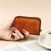 Genuine Leather Mini Card Holder Wallet Men Women Slim 2-Fold RFID-Blocking Case With Multiple Slots