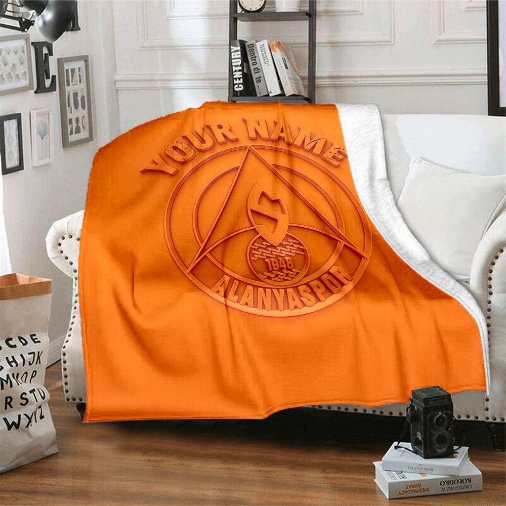 1PC Alanyaspor Custom Name Patterned Flannel Blanket Suitable For All Seasons For Home Decor Warmth And Comfort Gifts Holiday Present