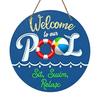 Swimming Pool Sign Summer Wooden Hanging Sign, Weather Resistant Solid Wood Plaque with Outdoor Wall Art Hemp Rope for Beach Party And Decoration