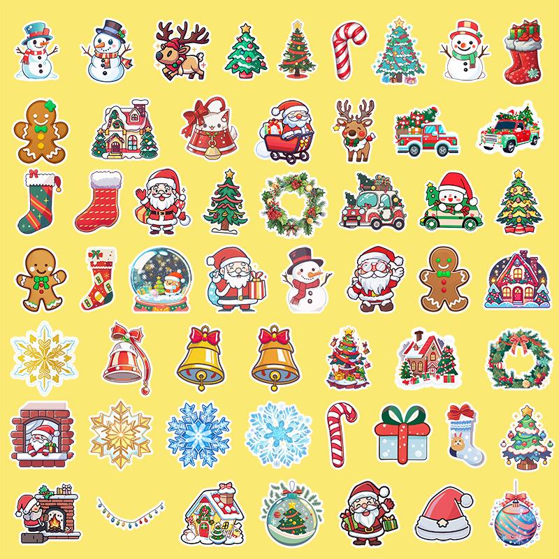 

50 лазерных блестящих рождественских наклеек: Украшения для подарков на праздники Санта-Клауса