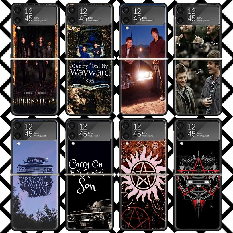 Babaite Supernatural SPN Dean And Sam Phone Case For Samsung Z Flip 7 6 5 4 3 Galaxy ZFLIP7 ZFlip6 5G Flip5 Flip4 Flip3 5g Black