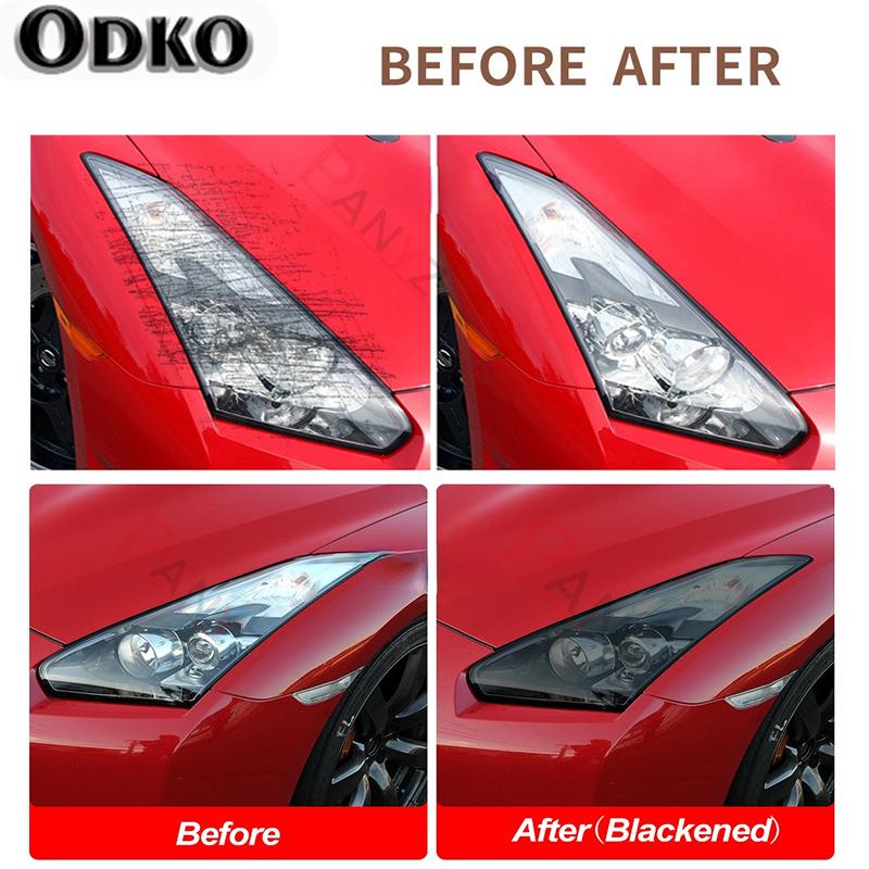 For Nissan GTR R35 Nismo 2009- 2 Pcs Car Headlight Protective Film Headlamp Vinyl Transparent Black TPU Protective