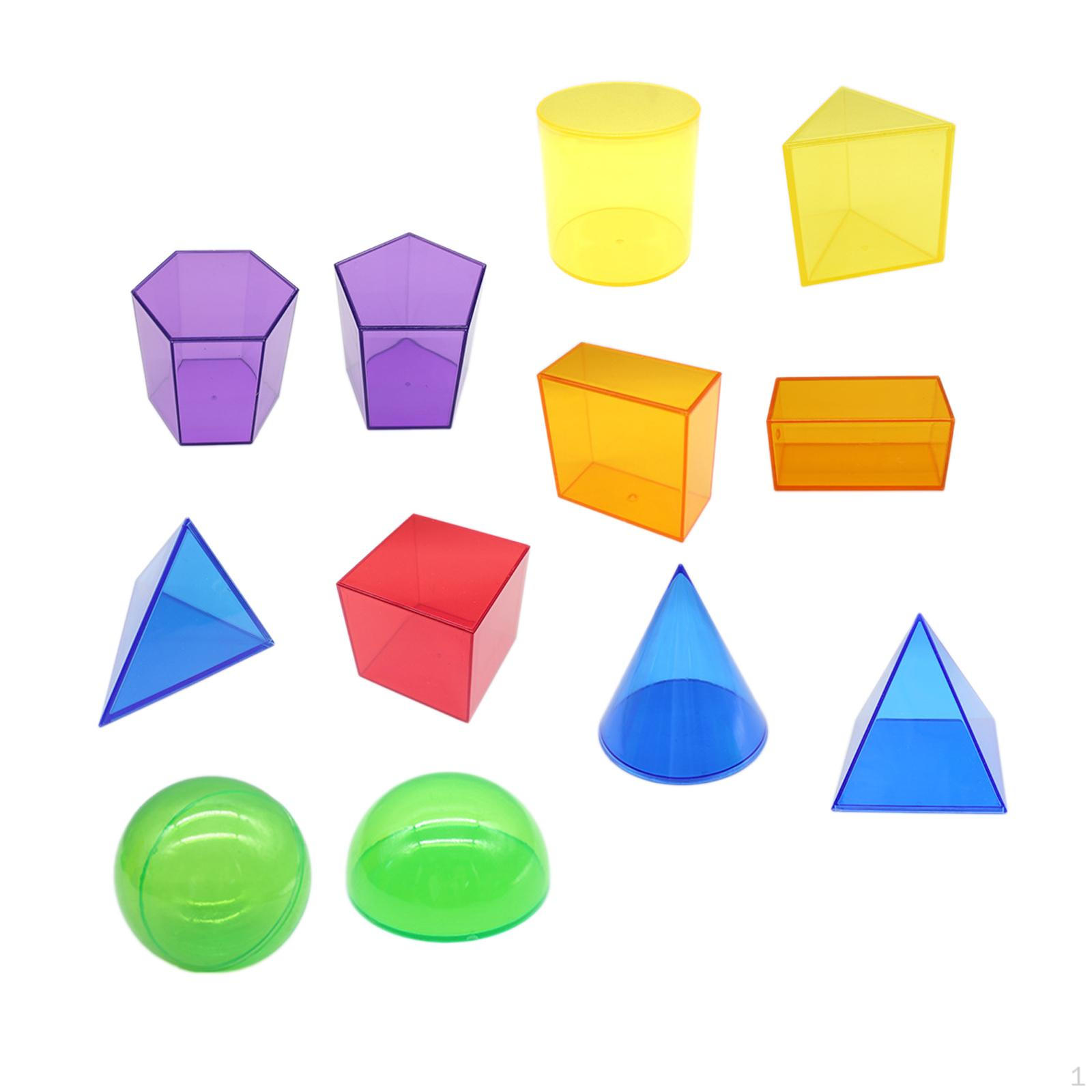 

Набор из 12 штук 3D-фигур, геометрических тел, образовательных красочных блоков для распознавания форм для