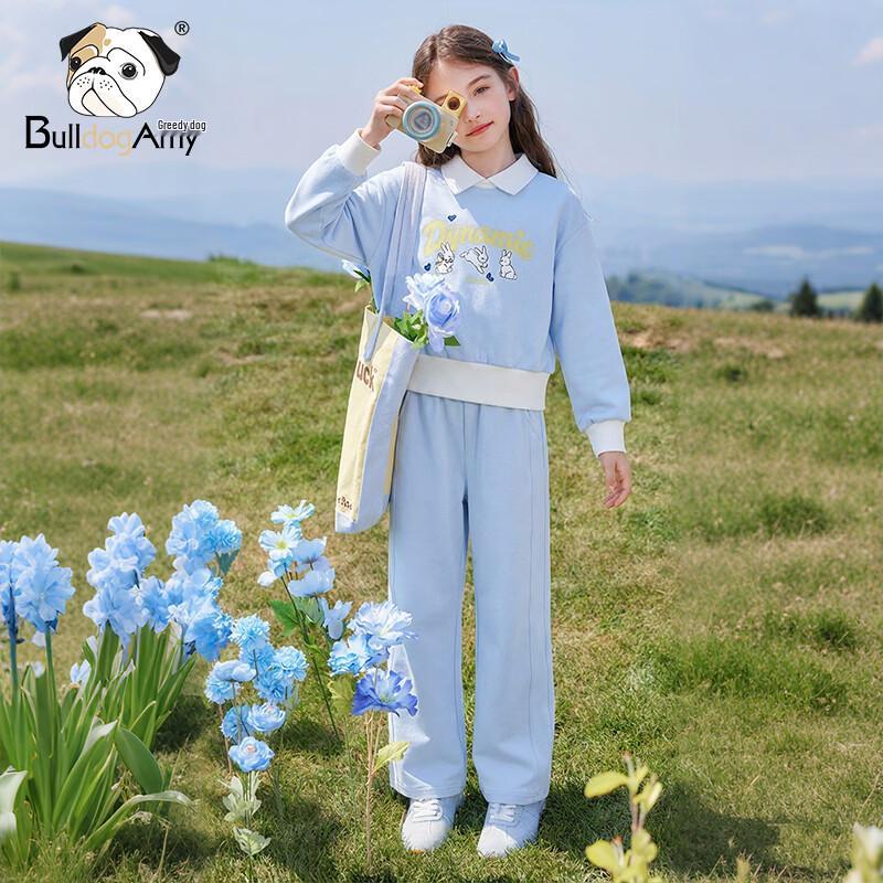 CHANZUIGOU Girls  Clear Sky Little Rabbit Printed Sweatshirt & Pants Set 140 cm