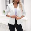 Womens Slim Fit Blazer Jacket 7/8 Sleeve Office Wear Business Casual Suit Coat Pure Color