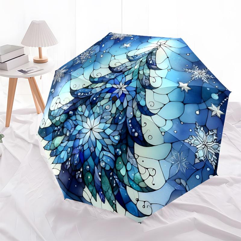 1pc Winter Christmas Tree Automatic Folding Umbrella - Design, Durable Iron Frame for Travel, Outdoor, Beach Fashion Accessory a0920049