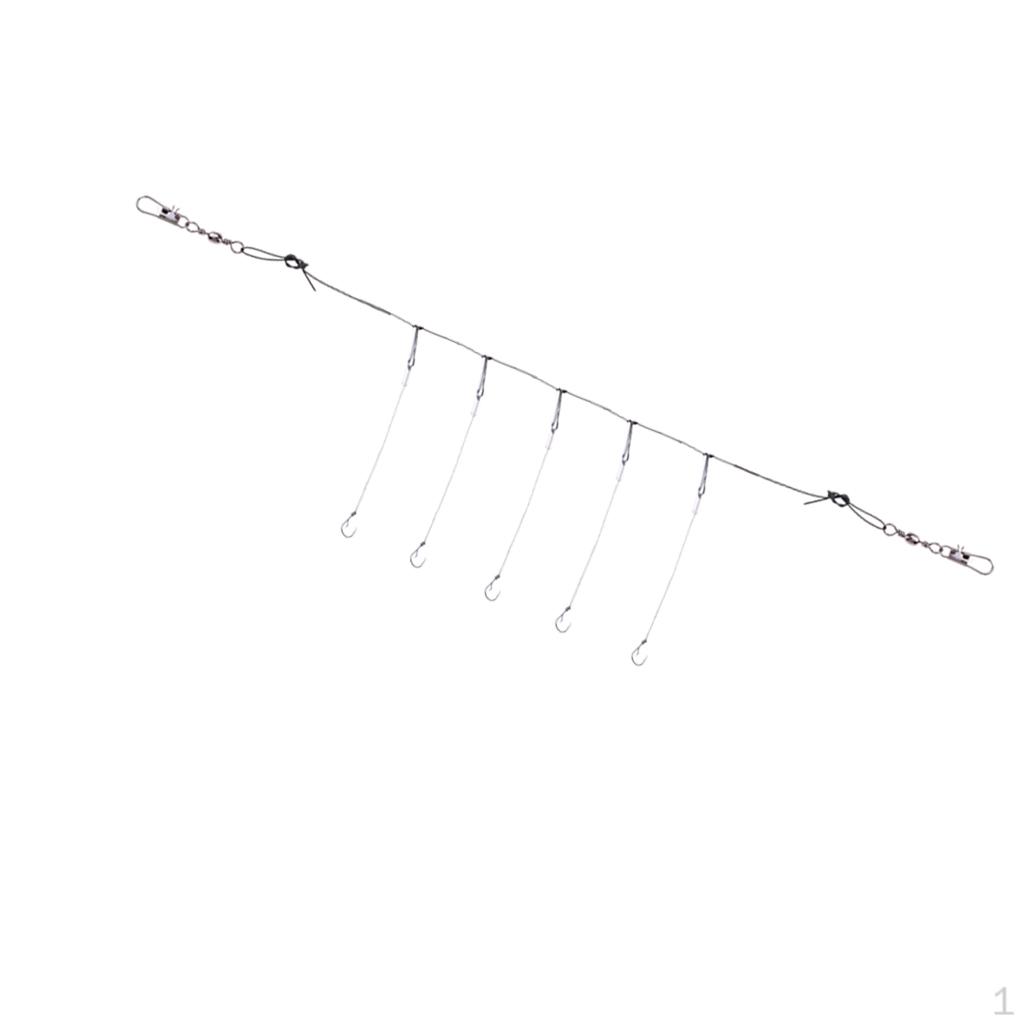 5pcs 5 Barbed Hooks Hand Tied Rigs Anti Carp Fishing