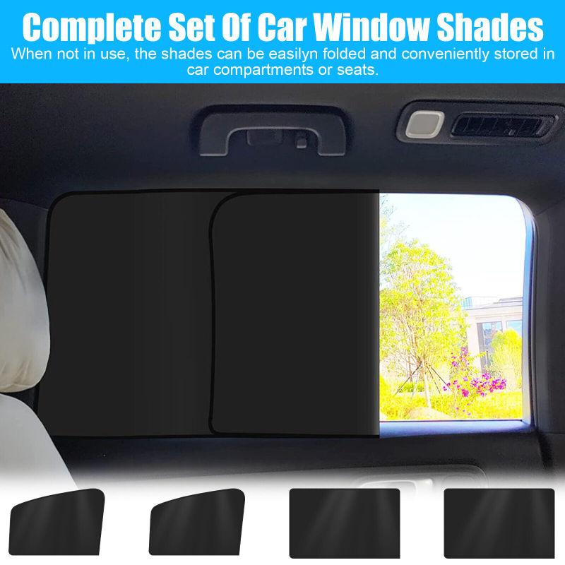 4Pcs Car Side Window Sun Shades With Magnets Strong-Light Blocking UV Protection Privacy Shades Auto Accessories