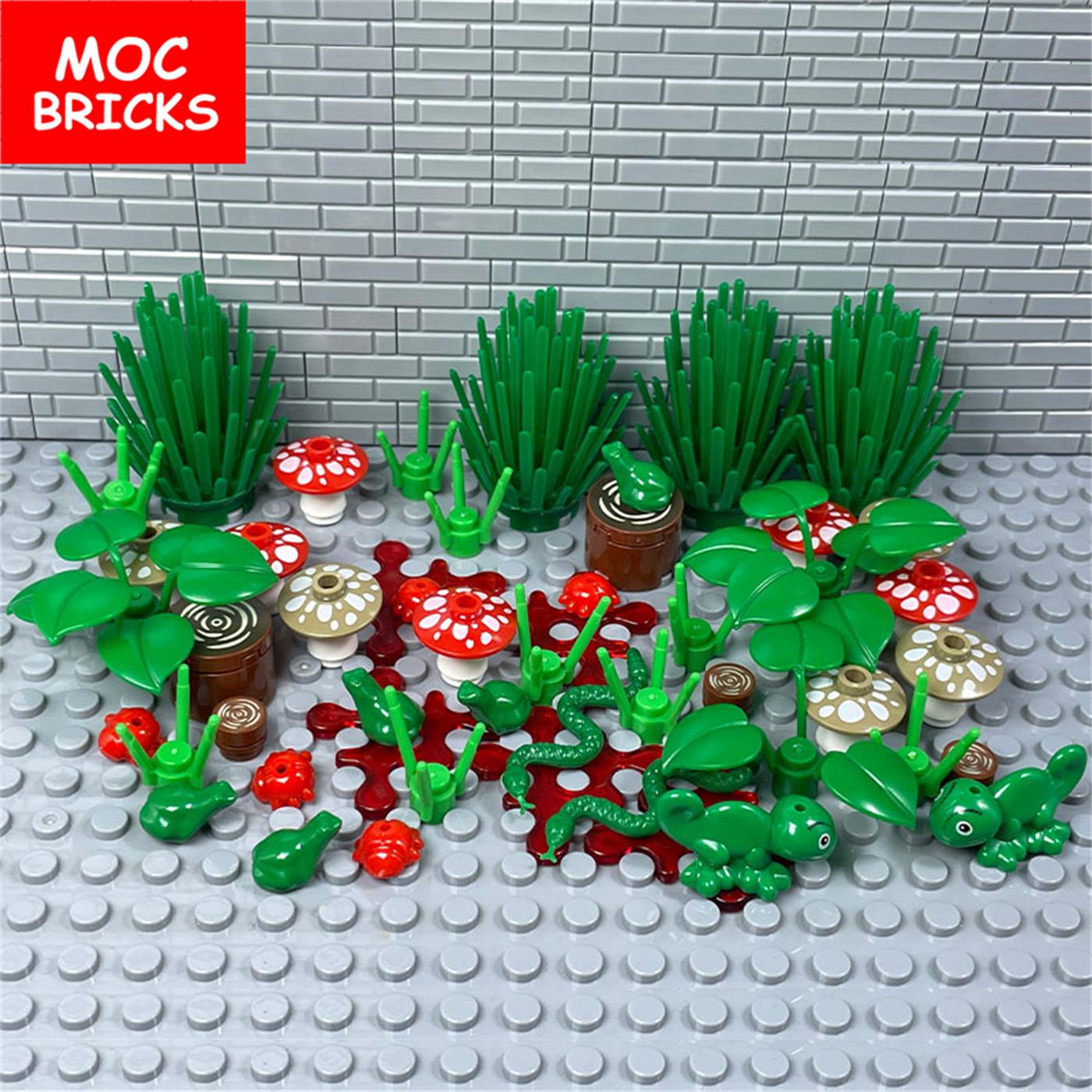 Yiran Toy Unisex Kids Kit Moc Bricks Plant Frog Lizard Mushroom Brush City Assembled Learning-Focused Constructing Blocks Kits Playthings Ideal For Children Diy Part