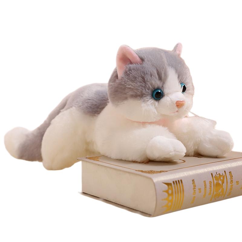 20~48Cm Geluid Makend Miauw Miauw~ Liggende Kat Schattig Pluche Speelgoed Gevuld Cartoon Kitten Dier Gestreept Oranje Grijs Wit Zwart Pop Cadeau 30cm sounding