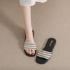Flat-bottomed French One-word Slippers Women's Summer Wear 2025 Summer New Fashion Seaside Beach Sandals Large Size Shoes