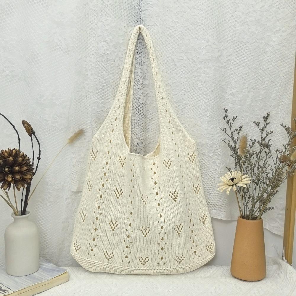 Large Capaci Hollow Knitted Tote Bag Women s Summer 2025 New Versatile Single Oulder Woven Bag High-End Commuting Tote Bag абрикосовый