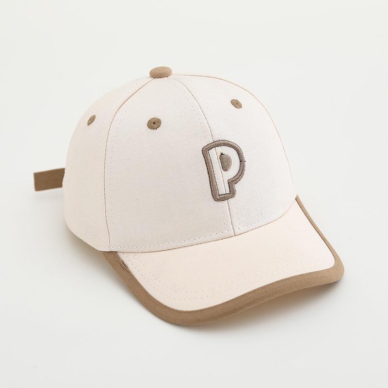 Cappellino da Baseball per Bambini 52 cm 2-6 Anni Ricamo Lettera P Cappellino da Sole per Bambini Toddler Estivo Outdoor Asciugatura Rapida Coda di Cavallo Regolabile