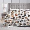 Retro Vintage Art Cute Dogs Warm Soft Blanket Kids Adult Plush Throw Blanket Novelty Outdoor Flannel Bedspread Sofa Bed Cover