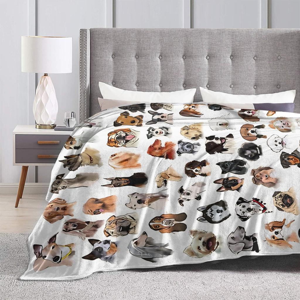 Retro Vintage Art Cute Dogs Warm Soft Blanket Kids Adult Plush Throw Blanket Novelty Outdoor Flannel Bedspread Sofa Bed Cover