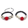 Halloween Gift Acrylic Rose Blossoms Skull Beads Two Styles of Hand Woven Adjustable and Elastic Rope Bracelets for Men