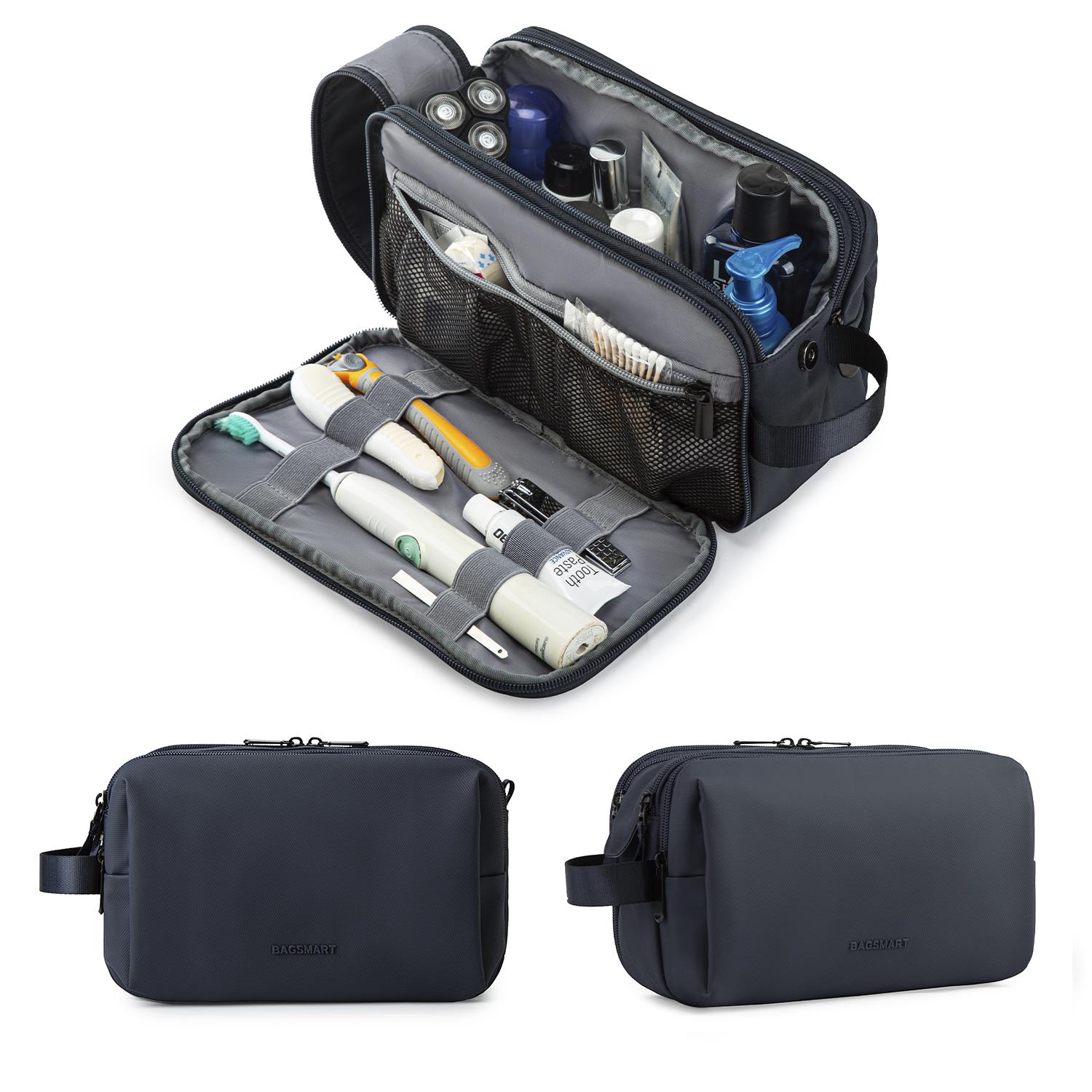 

BAGSMART Travel Cosmetic Bag Functional Hanging Zipper Makeup Case Necessaries Organizer Storage Pouch Toiletry Make Up Wash Bag синій