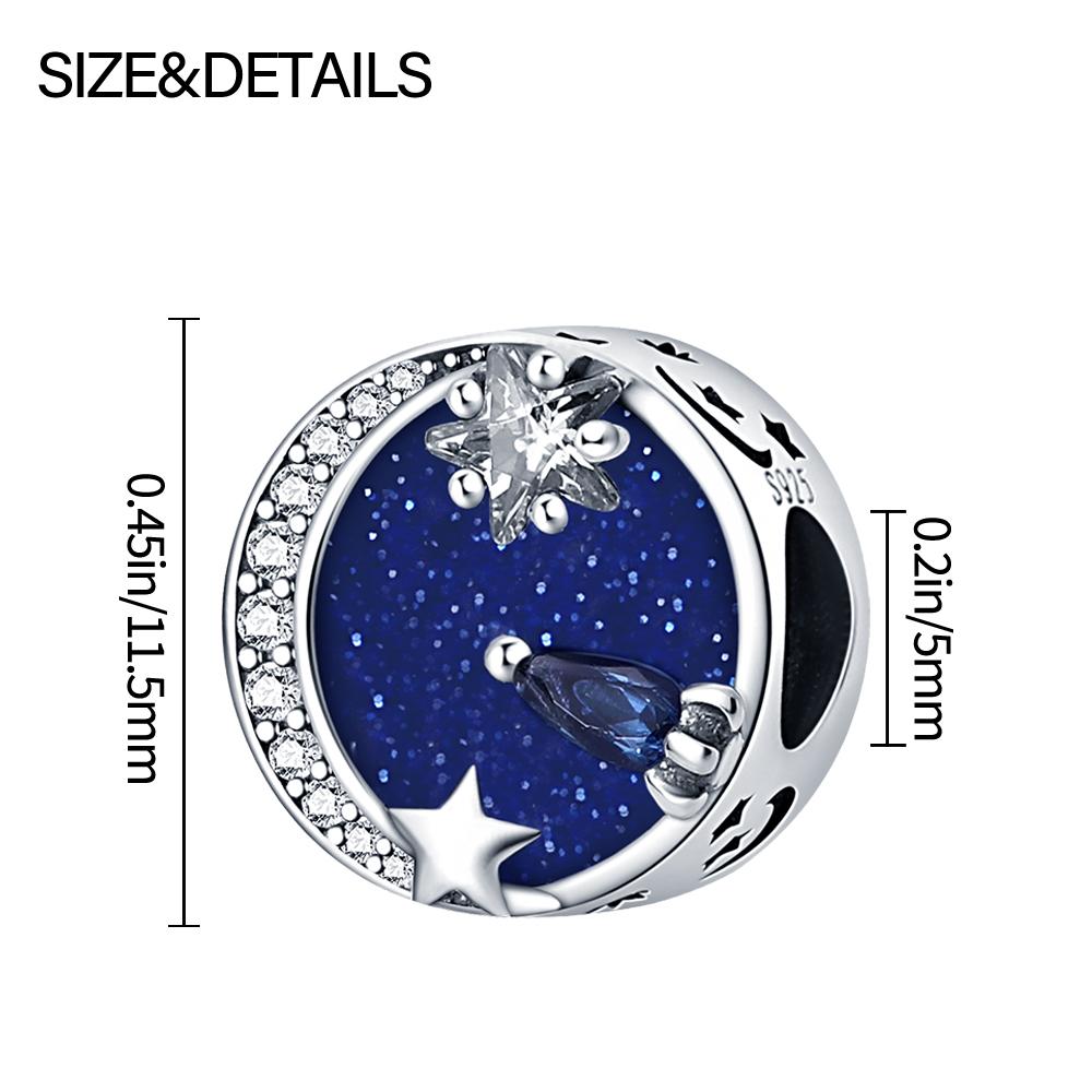 Authentic Charm Bead Charms copper Deep Blue Starry Sky Pearls Bead Charms Compatible With Bracelets Women Jewellery Making Diy Gift