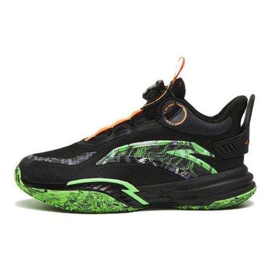 Anta Kids Reverse Scale 2.0 Non-Slip Shock Absorbing Wear-Resistant Mid-Top Basketball Shoes Kids Basketball Shoes Black Green 312311121-8