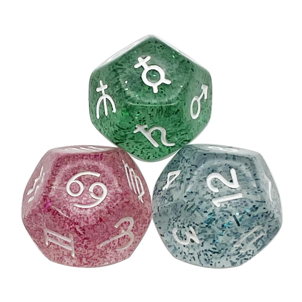 3Pcs/set Astrological Dices 12 Sided Polyhedral Astrology Tarot Divination Dices Set