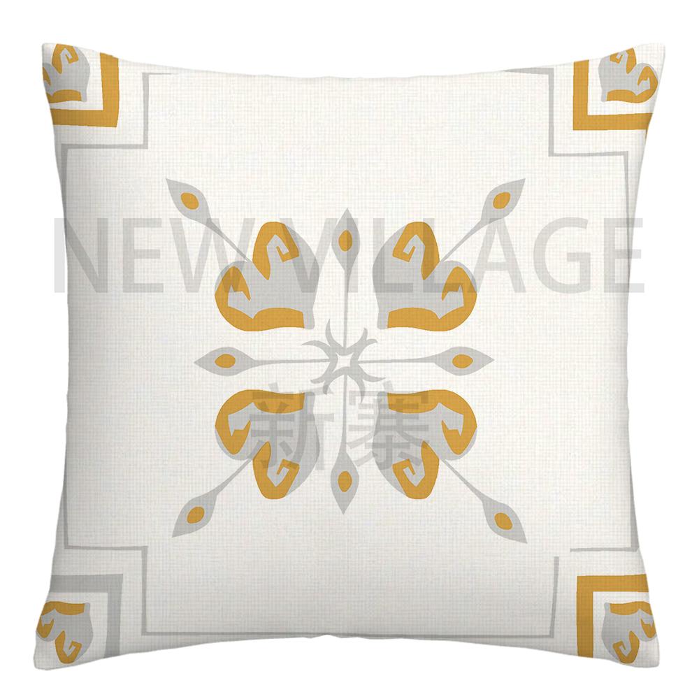 Yellow white geometric linen pillowcase sofa cushion cover home decoration can be customized for you 40x40 45x45 50x50 60x60