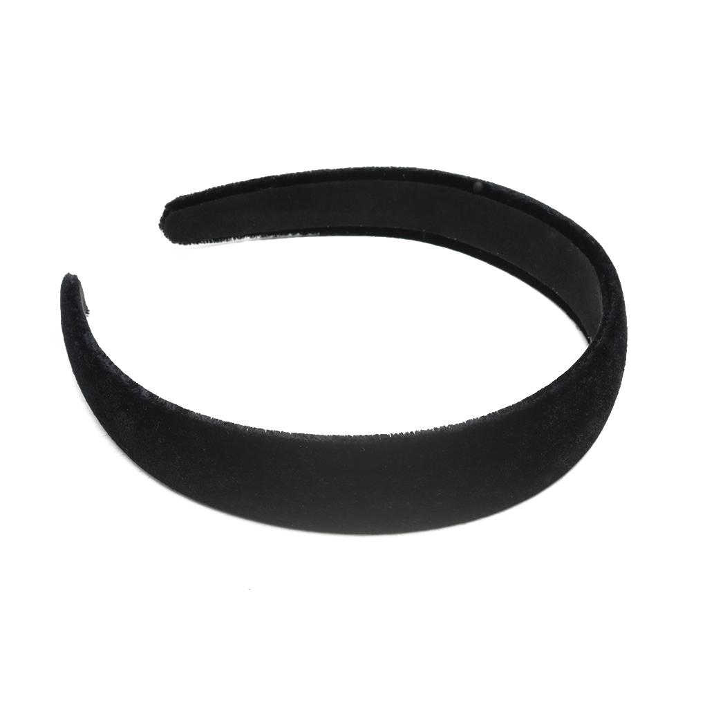 Black Grace Padded Velvet Hair Band Like Headband Solid Hair Band For Women And Girls