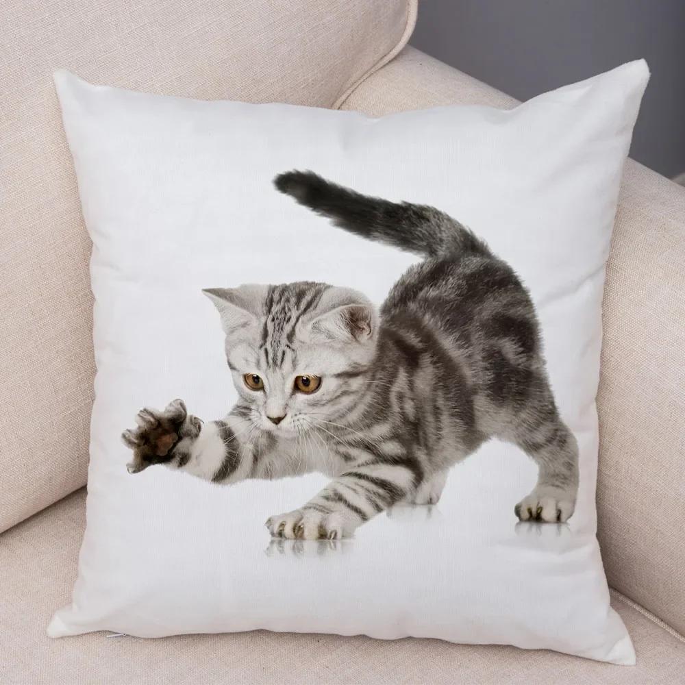 1PC 45x45cm Cute Cat Pillowcase for Home Sofa Children Room Decor Lovely Pet Animal Print Cojines Cushion Cover Pillow Case