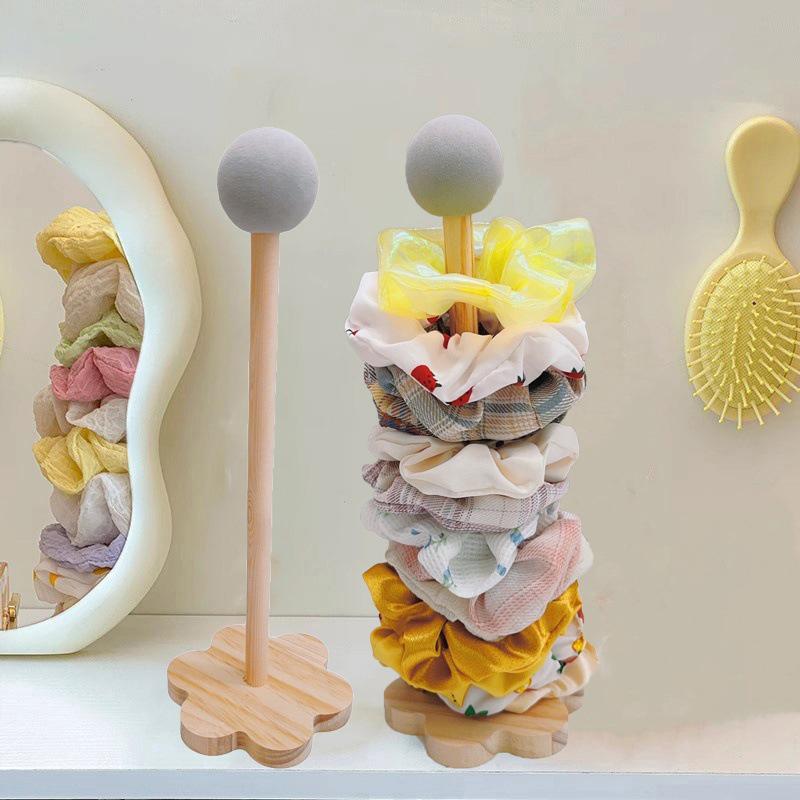 Solid Wood Hair Tie & Accessory Organizer Stylish Display Stand Suitable For Hair Accessories And Headbands Countertop Storage
