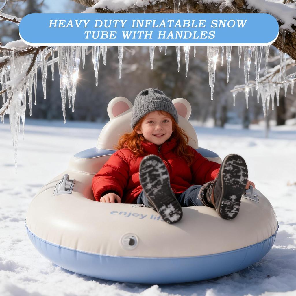 Sledding Tube Winter Sports Toys With Handles Cold-Resistant Inflatable Snow Tube For Ages 3 Kids Adults Family Activities