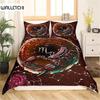Twelve Constellation Duvet Cover Mysterious Constellation Room Decor Red Brown Galaxy Boys Girls Starry Sky Outer Space Decor