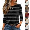 Top de punto para mujer con estampado de rayas y cuadros, cuello redondo, manga larga