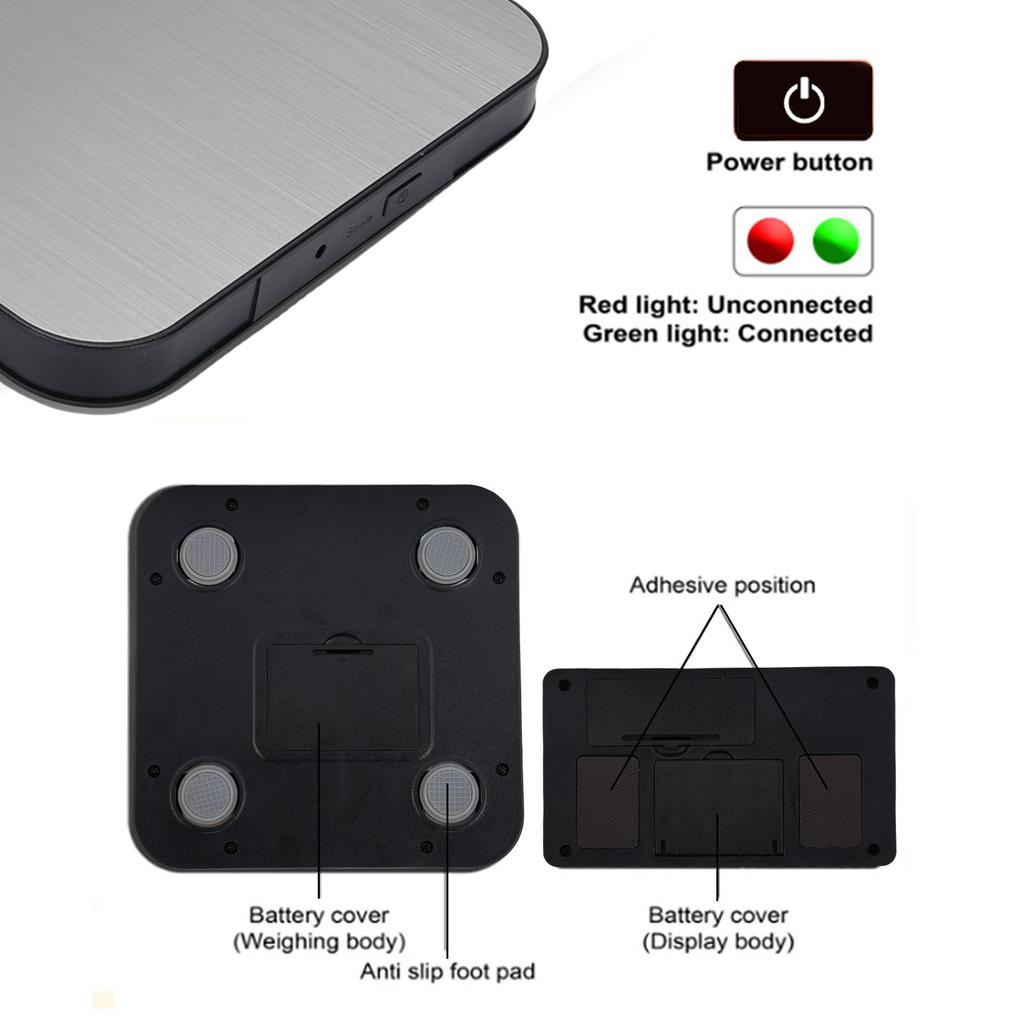 Wireless Kitchen Scale Large Capacity Digital Food Electronic Scale Flexible Innovative Portable with Backlit LCD for Meal Prep